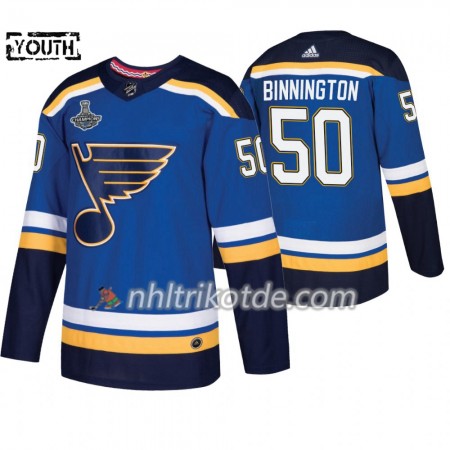St. Louis Blues Trikot Jordan Binnington 50 Adidas 2019 Stanley Cup Champions Royal Authentic - Kinder